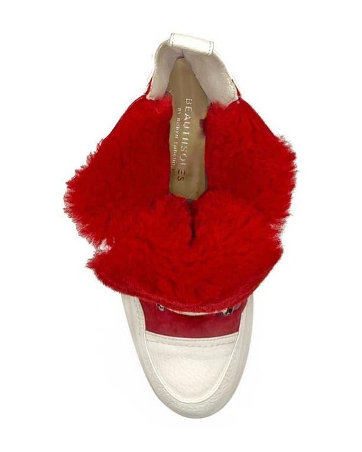 Beautiisoles Red Francy Genuine Shearling Lined Platform Boot