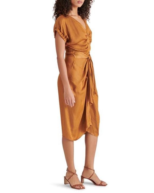 Steve Madden Brown Bruno Tie Waist Midi Dress