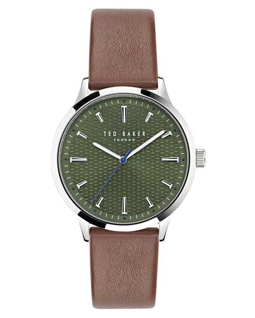 Ted Baker Leather Strap Watch 20Mm in Green for Men Lyst