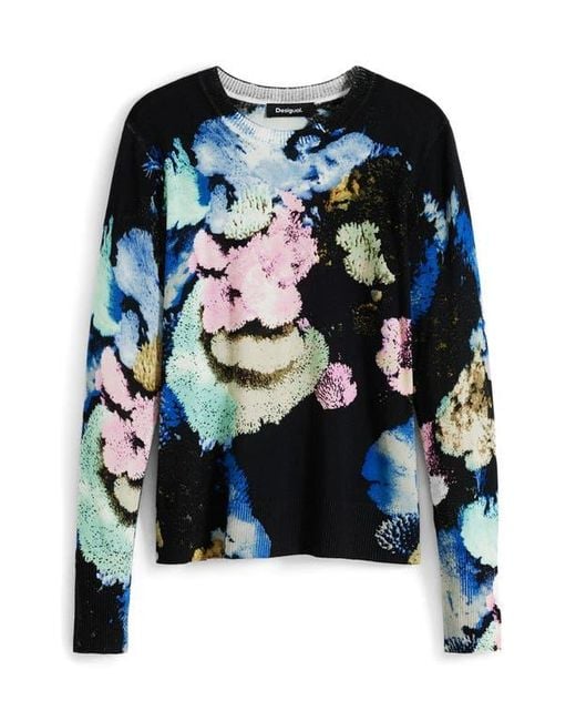 Desigual Blue Abstract Print Crewneck Sweater