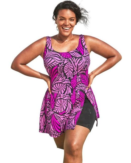 Swim 365 Purple Side-Slit Swim Dress