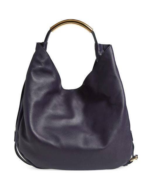 Moschino Blue Handle Me Leather Hobo Bag