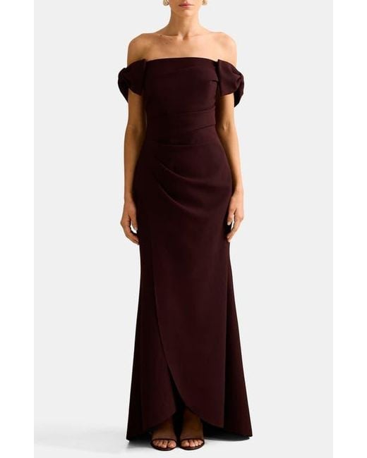 EVER NEW Red Kalee Bow Trim Off The Shoulder Gown