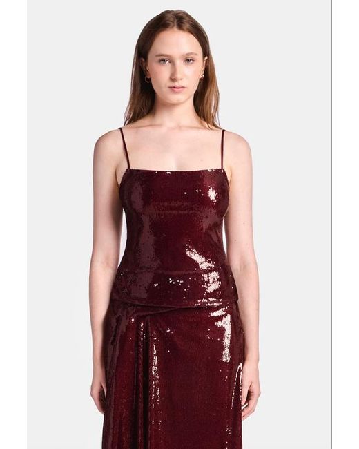 Kate Barton Red Sequin Column Tank