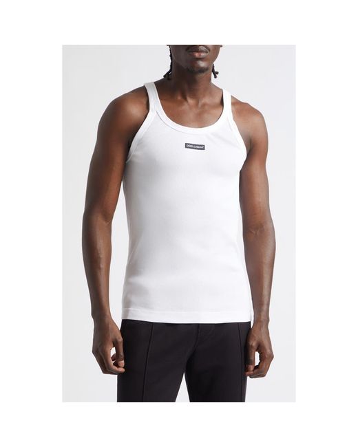Dolce & Gabbana White Logo Patch Tank for men