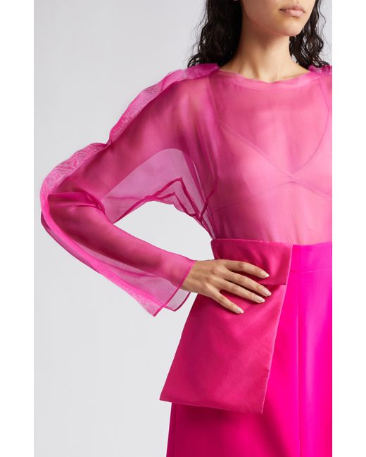 Stine Goya Pink Felicity Mixed Media Long Sleeve Dress