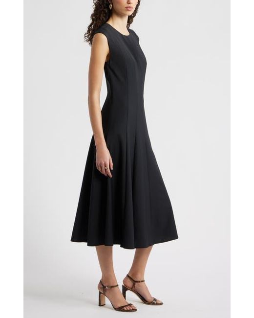 Nordstrom Seamed Wool Blend Midi Dress in Black | Lyst