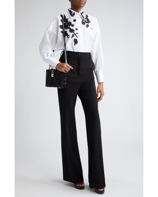 Dolce & Gabbana White Floral Lace High-low Button-up Shirt