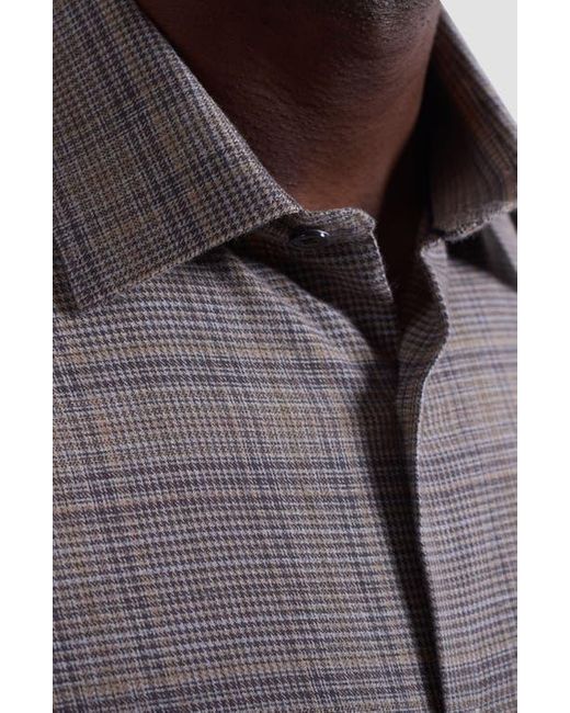 Bugatchi Gray Julian Shaped Fit Plaid Cotton & Wool Button-Up Shirt for men