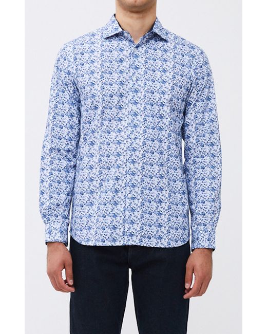 French Connection Blue Allover Print Button-up Shirt for men