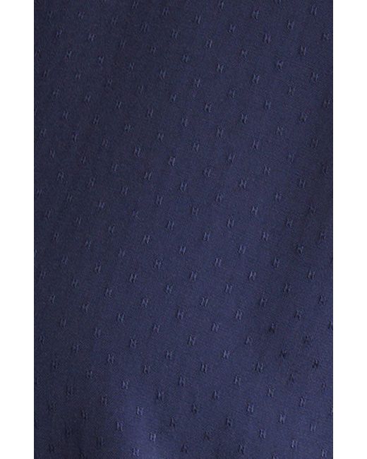 Bobeau Blue Drawstring Waist Sleeveless Button-up Top