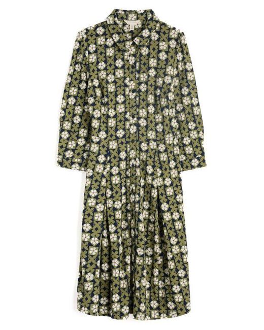 Seasalt Cornwall Green Cudden Print Organic Cotton Blend Midi Dress