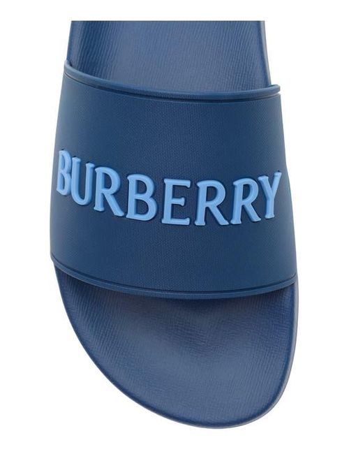 Burberry Blue Logo Slides for men