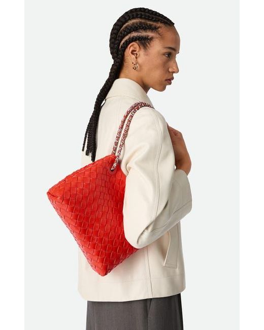 Bottega Veneta Red Small Andiamo Intrecciato Leather Shoulder Bag