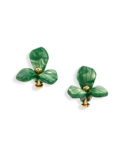 Lele Sadoughi Green Trillium Stud Earrings