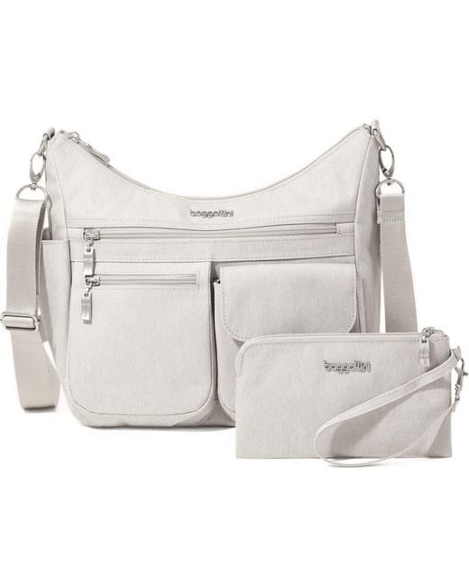 Baggallini Gray Modern Everywhere Hobo Crossbody Bag With Wristlet