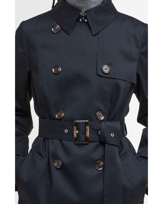 Barbour Blue Greta Belted Water Resistant Twill Trench Coat