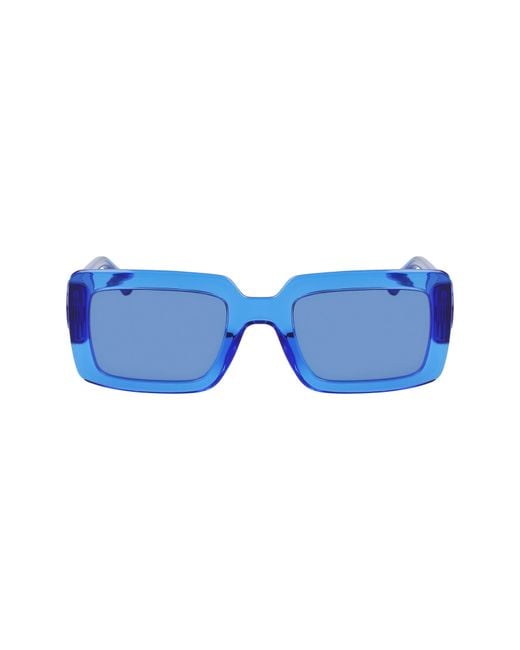 Longchamp Blue 53Mm Rectangular Sunglasses