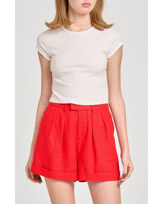 Wayf Red X Styled By Coco! Vera Linen Blend Shorts