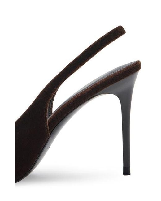 Mango Black Mica Pointed Toe Slingback Pump
