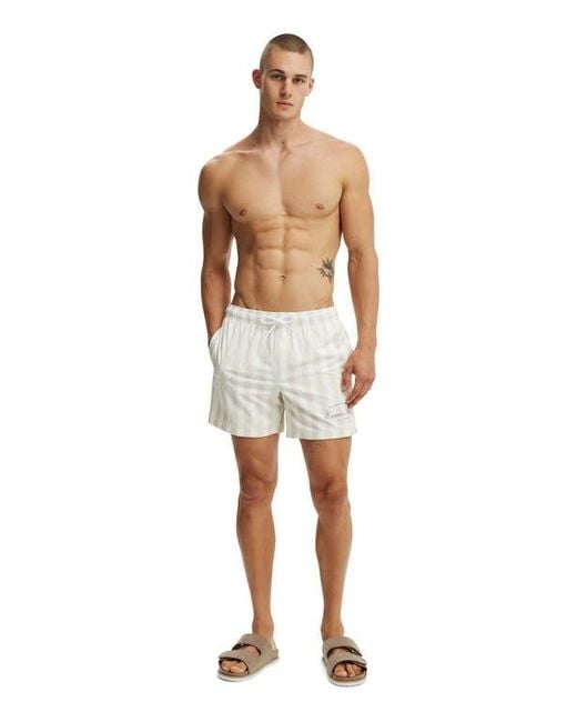 Cotton On White Stretch Swim Short for men