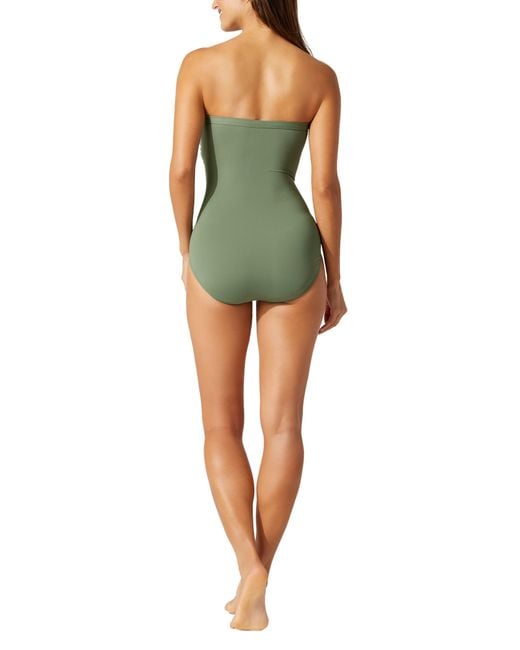 Tommy Bahama Green Paradise Fronds Bandeau One-piece Swimsuit