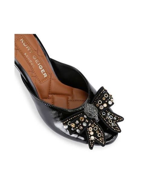 Kurt Geiger Black Belgravia Stud Bow Slide Sandal