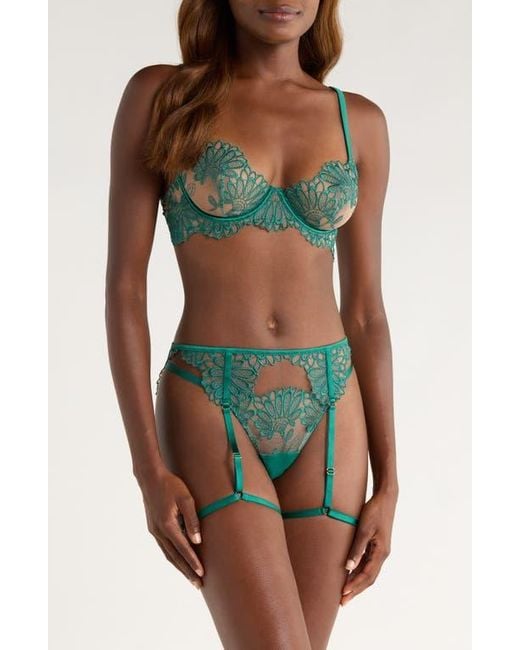 Bluebella Green Amaris Underwire Satin & Tulle Bra