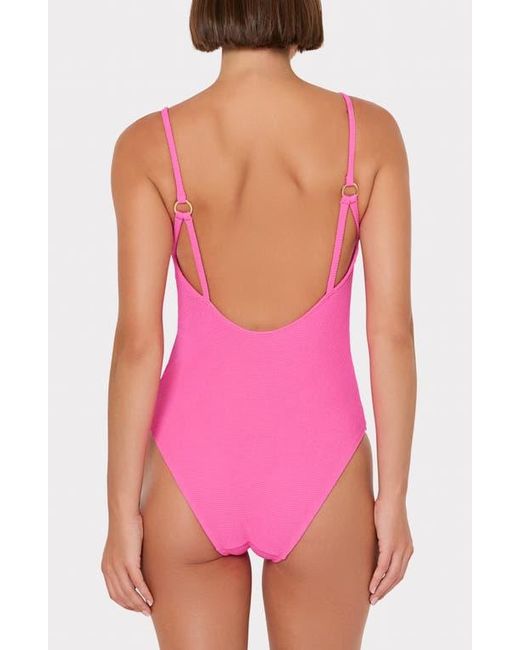 MILLY Pink Grace Solid Textured One-Piece Swimsuit