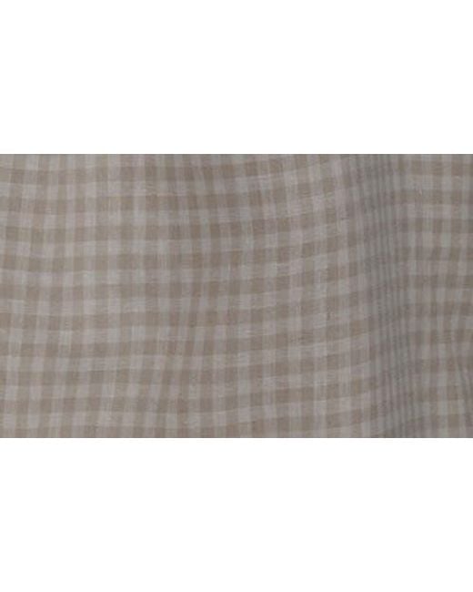 Donna Karan Brown Gingham Linen Blend Faux-Wrap Midi Dress