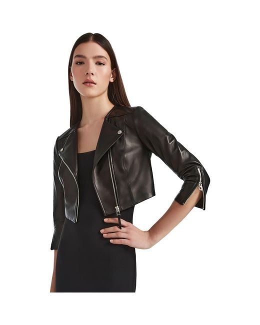 Rudsak Black Winni Cropped Leather Biker Jacket For