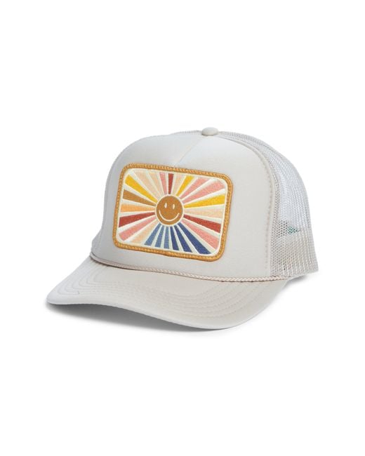 Friday Feelin Metallic Sunray Smile Patch Trucker Hat
