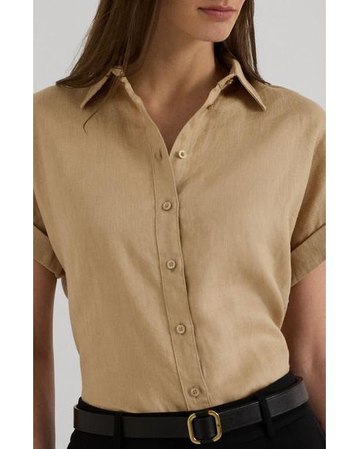 Ralph Lauren Black Short Sleeve Linen Button-Up Shirt