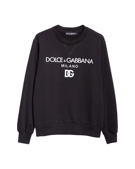 Dolce & Gabbana Black Embroidered Logo Cotton French Terry Graphic Sweatshirt for men