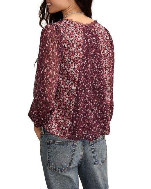 Lucky Brand Red Mixed Print Swing Top