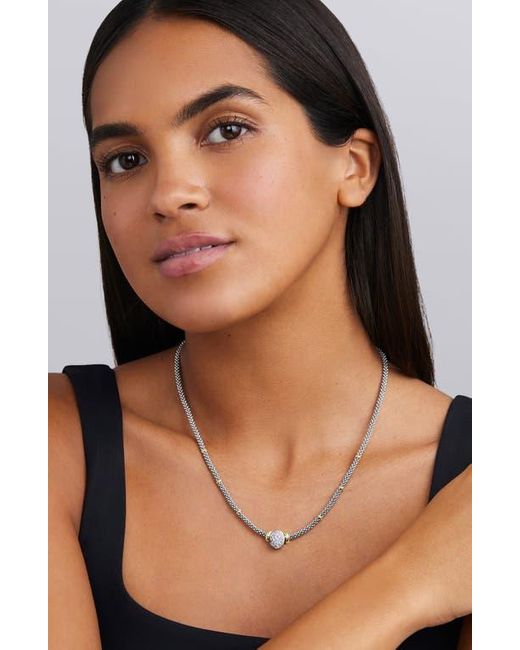 Lagos Metallic Signature Caviar Two-Tone Oval Caviar Diamond Necklace