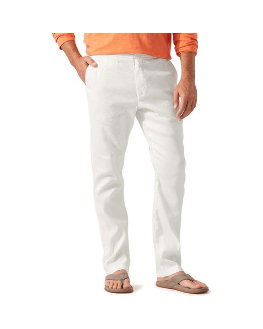 Tommy Bahama White Beach Coast Stretch Linen & Cotton Pants for men