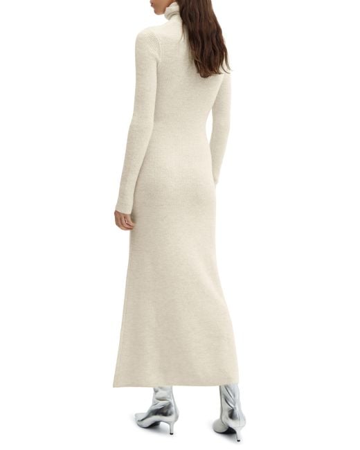Mango White Turtleneck Long Sleeve Sweater Dress