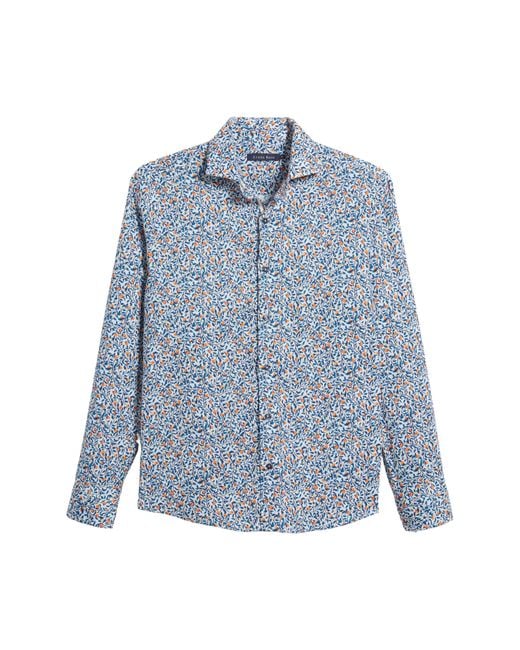 Stone Rose Blue Orange Tree Print Stretch Button-up Shirt for men