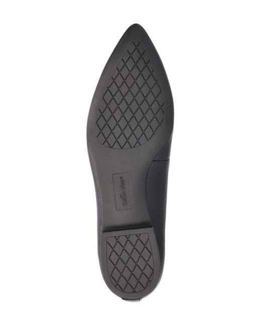 Bella Vita Black Alessi Perforated Pointed Toe Flat