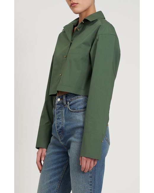 Rebecca Minkoff Green Layne Crop Button-up Shirt
