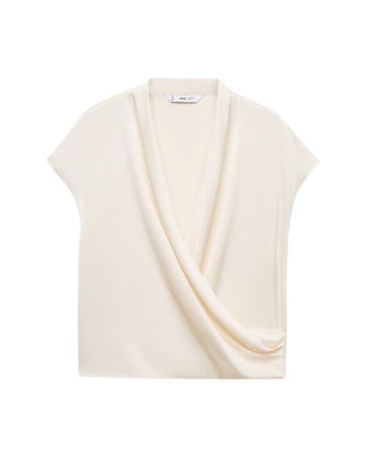 Mango White Wrap Front Top