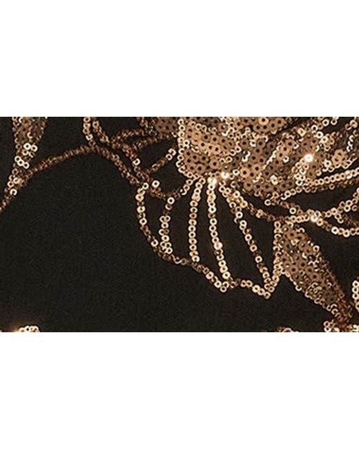 Donna Karan Multicolor Sequin Floral Sleeveless Gown