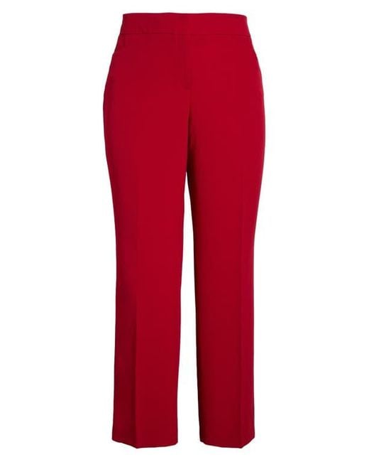 Kasper Red Flat Front Slim Pants