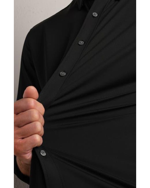 Rhone Black Commuter Classic Fit Stretch Button-Up Shirt for men