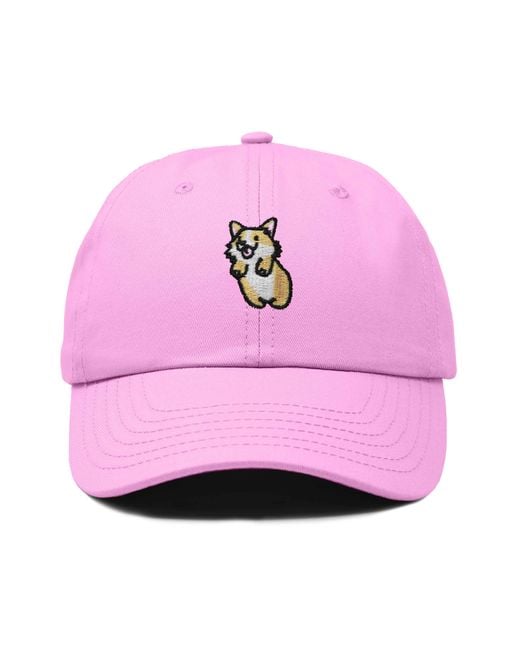 Alix Pink Leaping Corgi Embroidered Cap