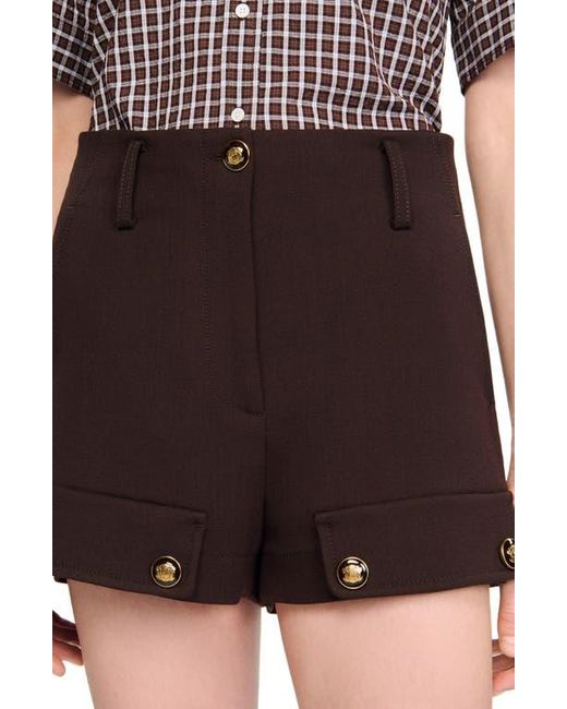 Sandro Brown Buttoned Carpenter Shorts