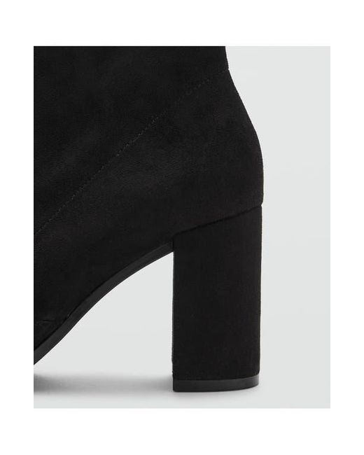 Mango Black Faux Suede Block Heel Bootie