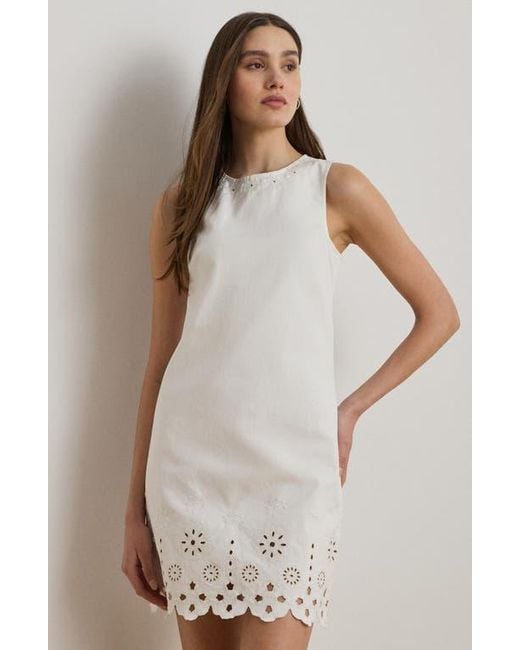 Ralph Lauren White Eyelet Denim Shift Minidress