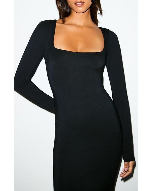 Skims Smooth Layers Long Sleeve Dress in Black | Lyst